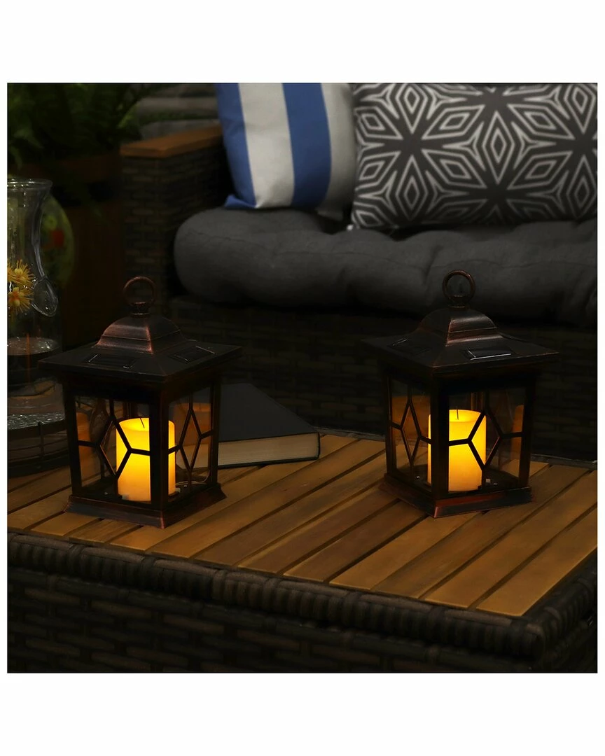 Promo 🥰 Sunnydaze Set Of 4 Brown Lucien Outdoor Solar LED Candle Lanterns Home Outdoor Lighting 🎁 - Image 5