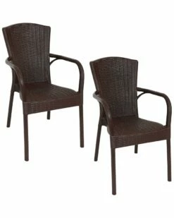 Promo 👍 Sunnydaze Segesta Plastic Patio Armchair Home Outdoor Decor & Accents ❤️