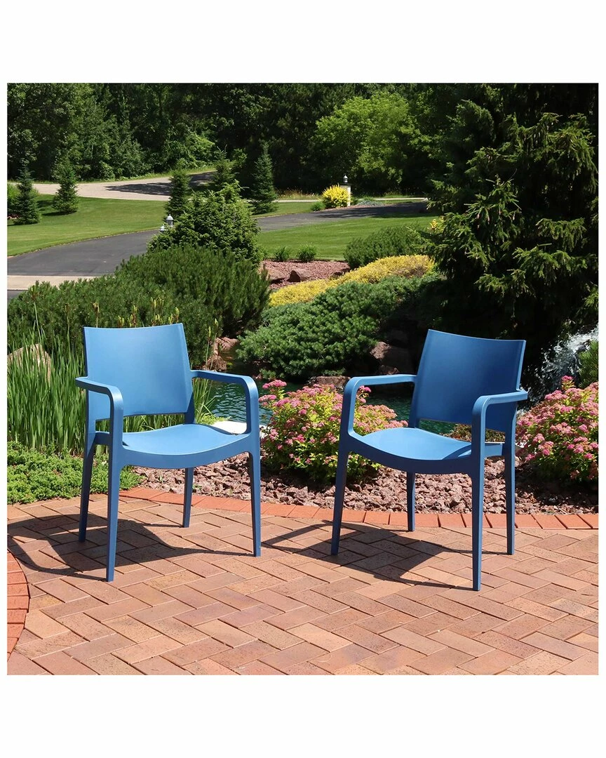 New ๐ Sunnydaze Landon Indoor Outdoor Plastic Dining Armchair Home Outdoor Decor & Accents ๐ - Image 2