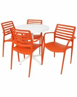 Cheap 🎉 Sunnydaze All-Weather Astana 5-Piece Indoor/Outdoor Table And Chairs Home Outdoor Decor & Accents 😉