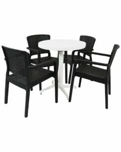 Hot Sale 🥰 Sunnydaze All-Weather Segonia 5-Piece Indoor/Outdoor Table And Chairs Home Outdoor Decor & Accents 👏