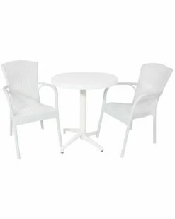 Best Sale 😀 Sunnydaze All-Weather Segesta 3-Piece Indoor/Outdoor Table And Chairs Home Outdoor Decor & Accents 🧨