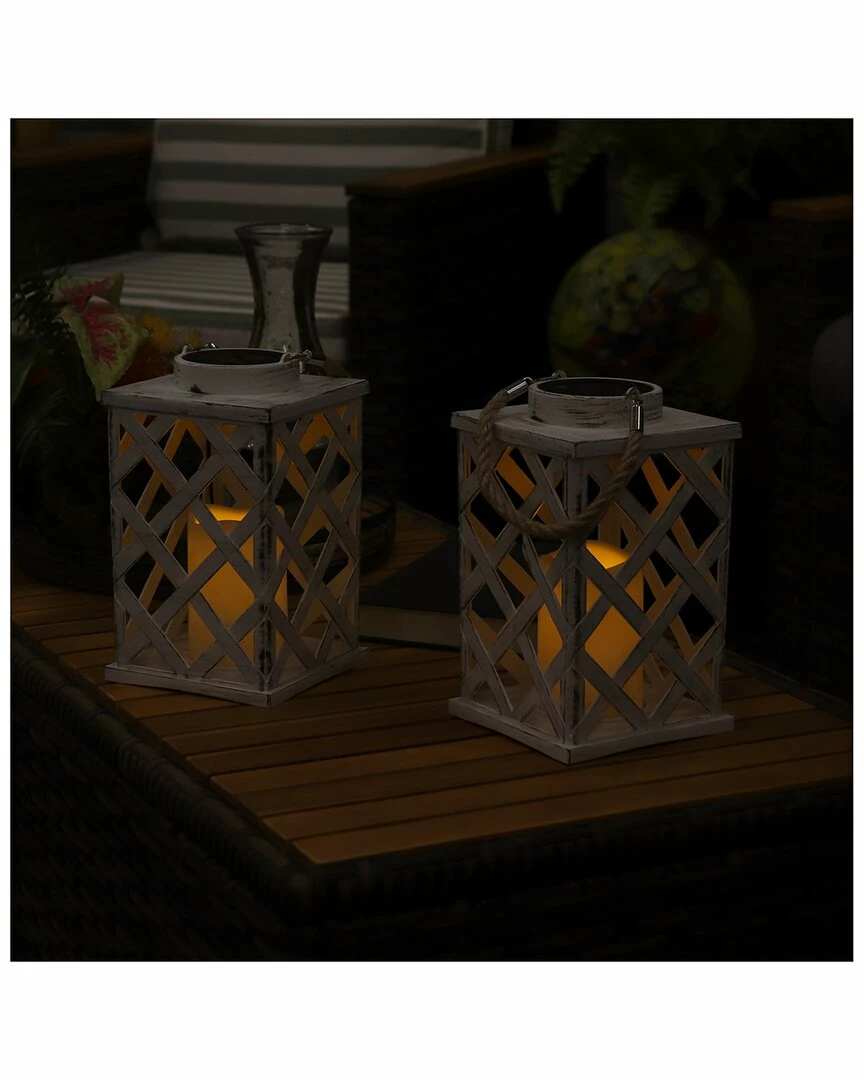 Flash Sale ๐ Sunnydaze Modern Crosshatch Solar Led Candle Lanterns (Set Of 2) Home Outdoor Lighting โค๏ธ - Image 6