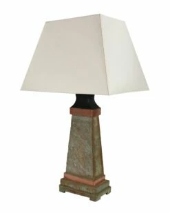 Best Pirce 🥰 Sunnydaze Indoor/Outdoor Copper Trimmed Slate Table Lamp Home Outdoor Lighting 🔥