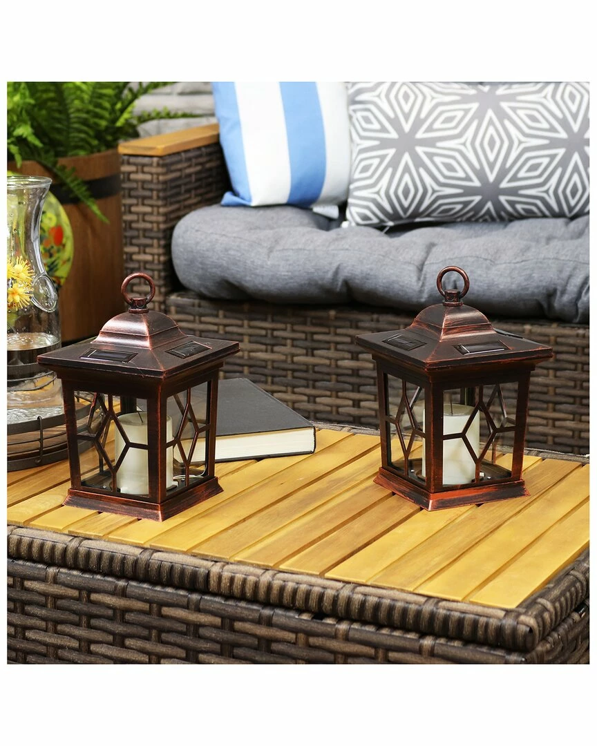 Top 10 ๐ Sunnydaze Brown Lucien Outdoor Solar Led Candle Lanterns (Set Of 2) Home Outdoor Lighting ๐ - Image 5
