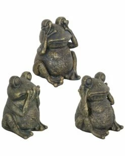 Buy 🛒 Sunnydaze Hear No Evil, See No Evil, Speak No Evil Frog Trio Statue Home Outdoor Decor & Accessories ✨