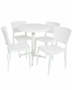 Budget 😍 Sunnydaze All-Weather Hewitt 5-Piece Indoor/Outdoor Table And Chairs Home Dining Sets 🥰