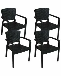Deals ✔️ Sunnydaze Segonia Plastic Stac Arm Chair Set Home Outdoor Decor & Accents 👍