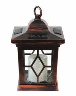 Buy 🤩 Sunnydaze Brown Lucien Outdoor Solar LED Candle Lantern Home Outdoor Lighting 😍