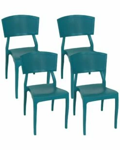 New ✔️ Sunnydaze Elmott Indoor Outdoor Plastic Patio Dining Chair Home Outdoor Decor & Accents 🎁