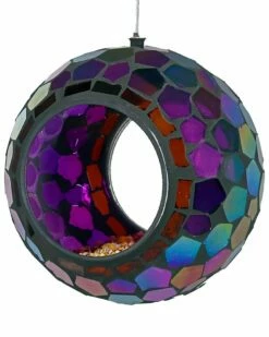 Buy ✨ Sunnydaze Hanging Bird Feeder Outdoor Round Glass Mosaic Home Outdoor Decor & Accents 🧨