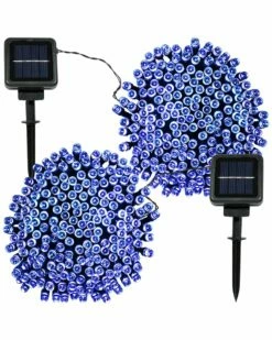 Deals ⌛ Sunnydaze 200-Count LED Solar Powered String Lights Blue Home Outdoor Lighting ✔️