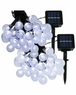 Wholesale ๐งจ Sunnydaze Set Of Two 30 Count White Globe 20Ft LED Solar Powered String Lights Home Outdoor Lighting ๐