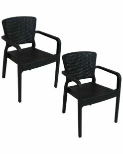 Best reviews of ⌛ Sunnydaze Segonia Plastic Stac Arm Chair Set Home Outdoor Decor & Accents ✨