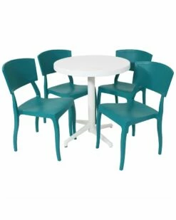 Outlet 🧨 Sunnydaze All-Weather Elmott 5-Piece Indoor/Outdoor Table And Chair Set Home Outdoor Decor & Accents 💯