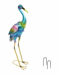 Cheap ⌛ Sunnydaze Metal Crane Yard Art Sculpture Home Outdoor Decor & Accents 🌟