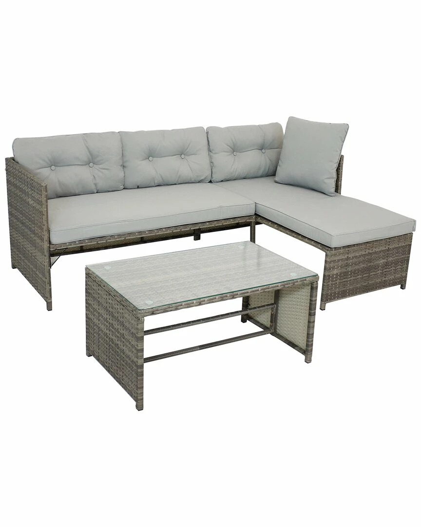 Discount 😀 Sunnydaze Longford Rattan Patio Sectional Set Home Lounge Sets 🌟