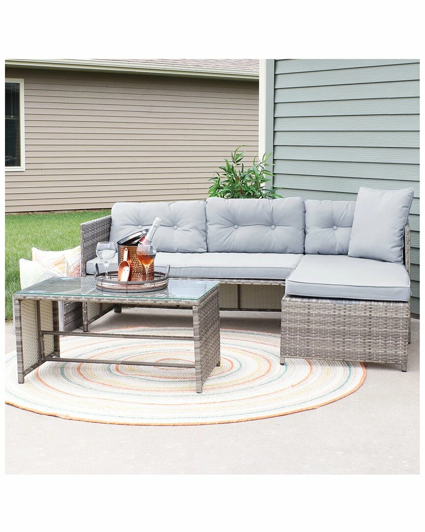 Discount 😀 Sunnydaze Longford Rattan Patio Sectional Set Home Lounge Sets 🌟 - Image 7
