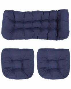 Cheapest 🧨 Sunnydaze Blue Tufted Olefin 3Pc Indoor/Outdoor Settee Cushion Set Home Seating 🛒