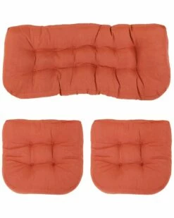 Discount 👍 Sunnydaze Orange Tufted Olefin 3Pc Indoor/Outdoor Settee Cushion Set Home Seating ✨