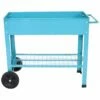 Wholesale 🥰 Sunnydaze Blue Galvanized Steel Mobile Raised Garden Bed Cart Home Outdoor Decor & Accessories ✨