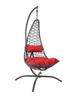 Discount 🌟 Sunnydaze Grey Phoebe Hanging Lounge Chair Home Seating ✔️