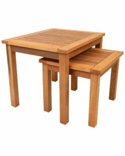 Top 10 ⭐ Sunnydaze Meranti Wood Outdoor Nesting Tables (Set Of 2) Home Outdoor Tables 🎉