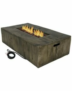 Best reviews of 🔔 Sunnydaze Rustic Faux Wood Propane Gas Fire Pit Table W/ Cover & Lava Rocks Home Outdoor Decor & Accessories 🤩