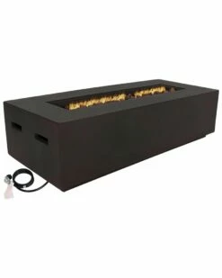 Best Sale 🔔 Sunnydaze Brown LP Gas Modern Fire Pit Coffee Table W/ Cover & Lava Rocks Home Outdoor Tables 😀
