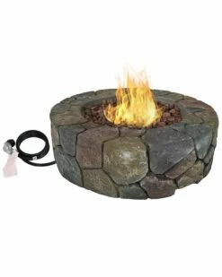 New 🧨 Sunnydaze Cast Stone Outdoor Propane Gas Fire Pit With Cover & Lava Rocks Home Fire Pits ✨