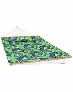 Best deal 🔔 Sunnydaze 2-Person Fabric Spreader Bar Hammock And Pillow Home Hammocks & Swing Chairs 🧨