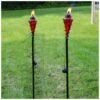 Cheapest ✔️ Sunnydaze 2-in-1 Swirling Metal Glass Outdoor Lawn Torch Set Home Seating ⌛
