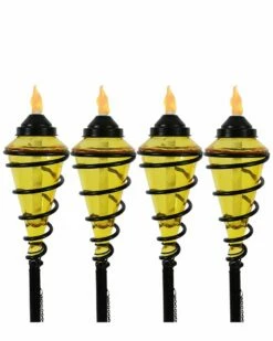 Brand new 👏 Sunnydaze 2-in-1 Swirling Metal Glass Outdoor Lawn Torch Set Home Seating 💯
