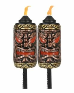 Outlet 🔥 Sunnydaze 3-in-1 Tiki Face Outdoor Lawn Torch Set Home Seating 💯