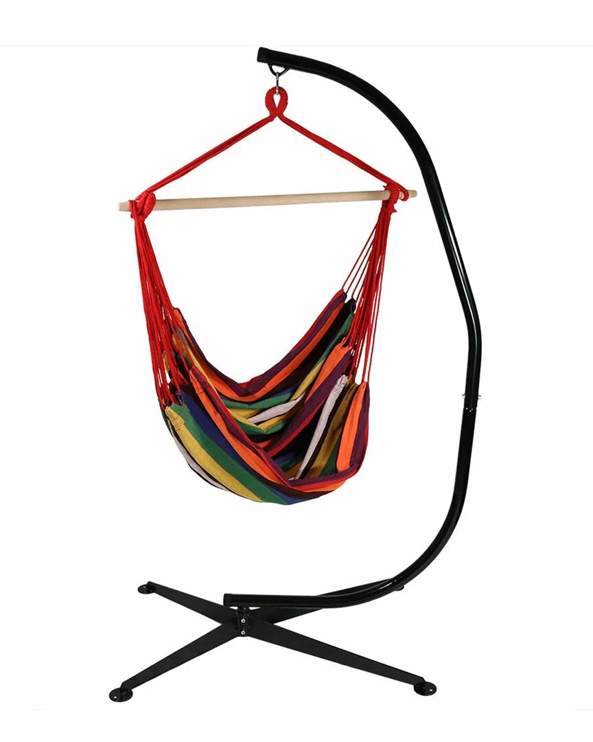 Hot Sale ๐ Sunnydaze Extra Large Indoor-Outdoor Hammock Chair Swing With C-Stand Home Seating ๐