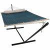 Promo ❤️ Sunnydaze 2-Person Quilted Fabric Spreader Bar Hammock W/ 12' Stand Home Seating 🛒