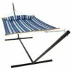 Cheap 🌟 Sunnydaze Quilted Spreader Bar Hammock Bed With 15' Stand Home Seating 👍