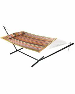 Top 10 🛒 Sunnydaze Quilted Double Spreader Bar Hammock Bed With 12' Stand Home Seating ❤️