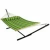 Budget 👍 Sunnydaze 2-Person Quilted Spreader Bar Hammock Bed W/ 12' Stand Home Seating 🎉