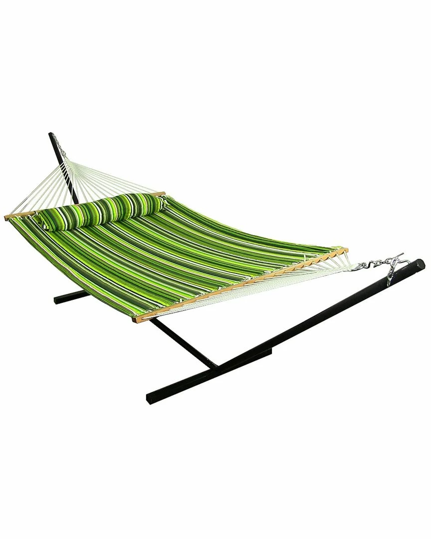 Budget ๐ Sunnydaze 2-Person Quilted Spreader Bar Hammock Bed W/ 12' Stand Home Seating ๐