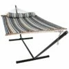 Discount 👏 Sunnydaze 2-Person Quilted Spreader Bar Hammock Bed With 12' Stand Home Seating 🎉