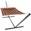 Discount ❤️ Sunnydaze 2-Person Quilted Spreader Bar Hammock Bed With 15' Stand Home Hammocks & Swing Chairs 🎁