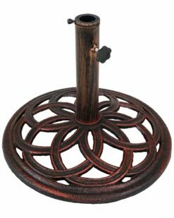 Hot Sale ❤️ Sunnydaze Celtic Knot Cast Iron Patio Umbrella Base/Stand Home Patio Umbrellas 🧨