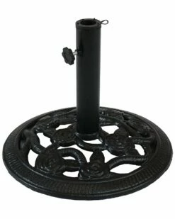 Best Sale 👏 Sunnydaze Rose Blossom Cast Iron Patio Umbrella Base Home Patio Umbrellas ⭐