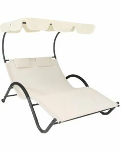 Top 10 ๐ Sunnydaze Double Chaise Lounge With Canopy Shade And Headrest Pillows Home Seating โค๏ธ