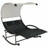 Discount ✔️ Sunnydaze Double Chaise Roc Lounge With Canopy And Headrest Pillows Home Seating ⌛