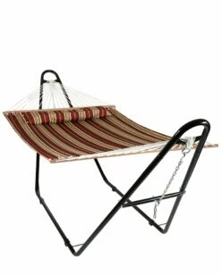 Promo 💯 Sunnydaze Quilted 2-Person Hammock With Universal Steel Stand Home Hammocks & Swing Chairs 👍