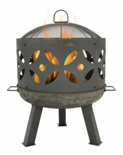 Cheapest ✔️ Sunnydaze 26in Fire Pit Cast Iron With Gray Finish Retro Design With Spark Screen Home Outdoor Tables 🛒