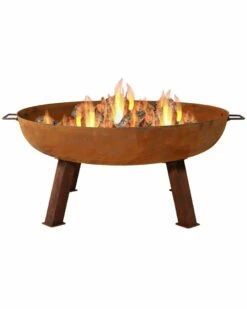 Discount 🌟 Sunnydaze 34in Fire Pit Cast Iron With Rustic Finish Wood-Burning Fire Bowl Home Outdoor Tables 🌟