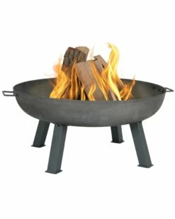 New 🛒 Sunnydaze 34in Fire Pit Cast Iron With Steel Finish Wood-Burning Fire Bowl Home Outdoor Tables 💯